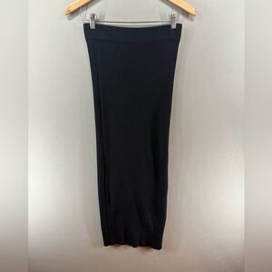 NWT Petal + Pup Women Ribbed Knit MIDI Skirt M/L Black New Elastic
